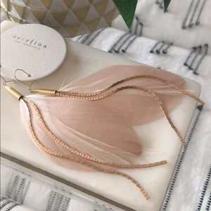 NWT Anthropologie Vintage Chain & Feather Earrings